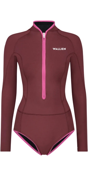 2026 Wallien Womens Horizonia Yulex 1.5mm Front Zip Springsuit Wetsuit 101006011 - Red